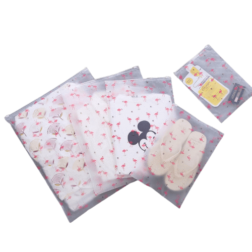 Trousse de toilette transparente flamant rose motif tendance