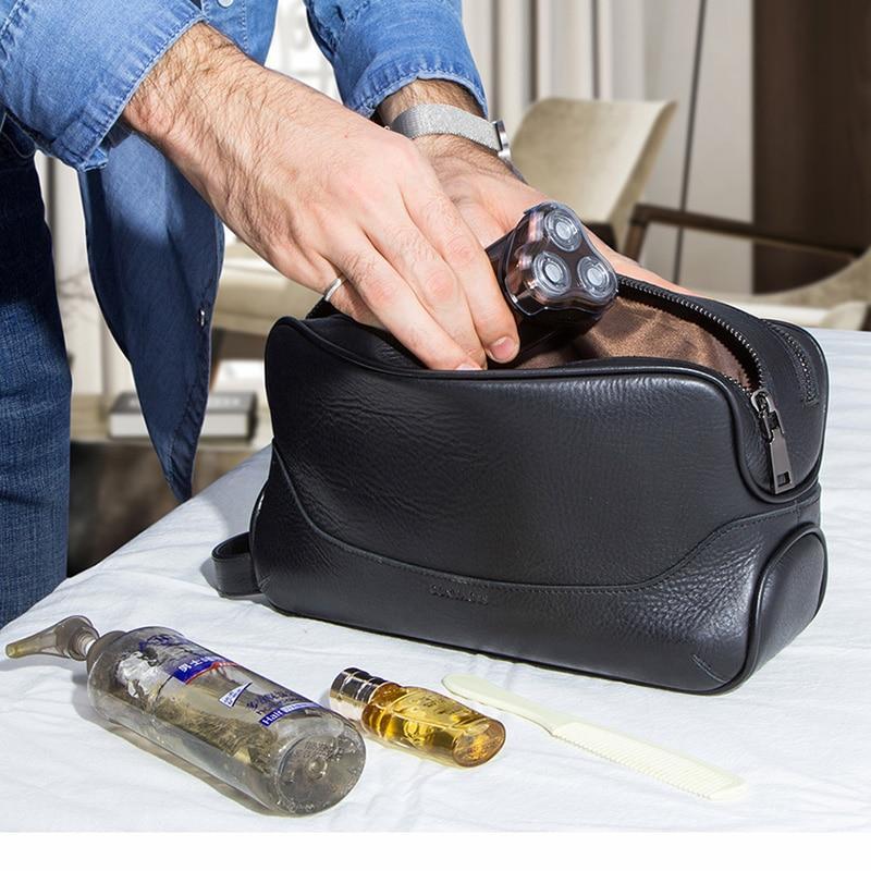 Trousse de toilette homme rétro en cuir