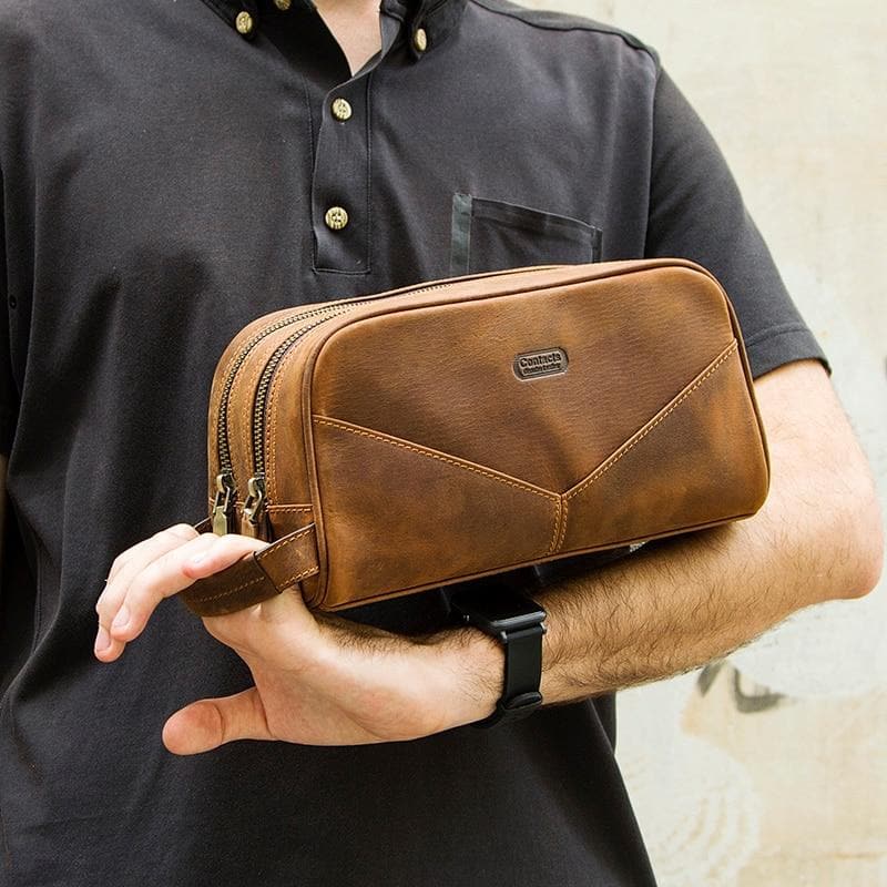 Sac de toilette pour homme en cuir noble