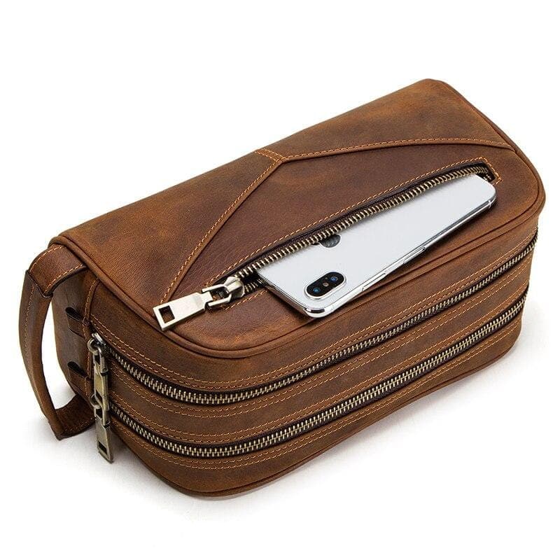 Trousse de toilette élégante en cuir