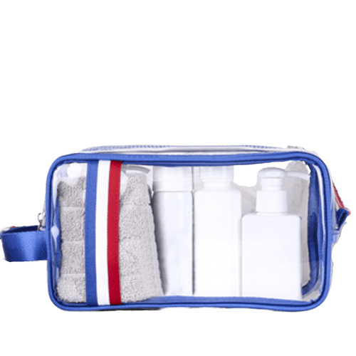 Organisation produits de soins avec la Trousse de toilette transparente France