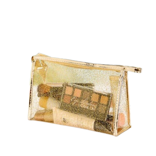 Trousse de toilette dorée sophistiquée