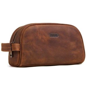 Trousse de toilette cuir marron élégante