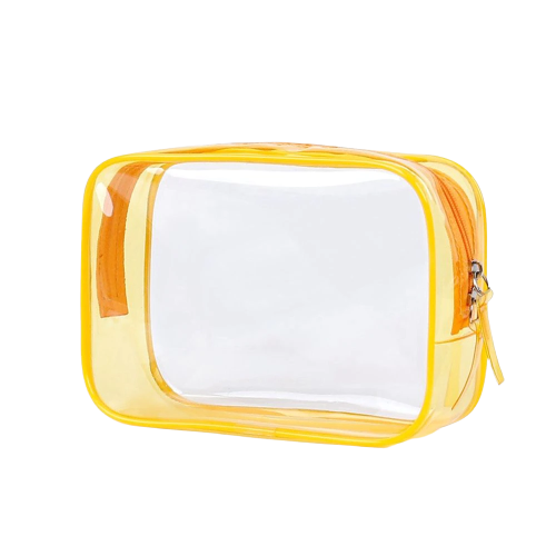 Trousse de toilette homme transparente en utilisation