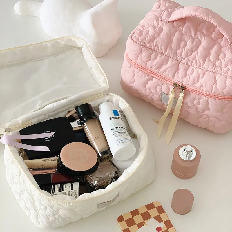 rangement de beauté en coton matelassé