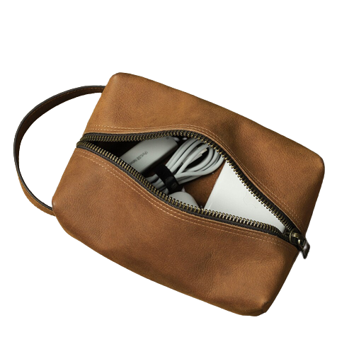Trousse de toilette camel élégante