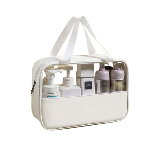 Trousse de toilette avec anse en cuir synthétique