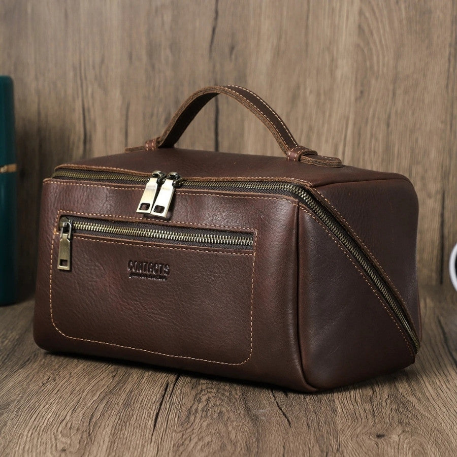Trousse de toilette homme en cuir pleine fleur