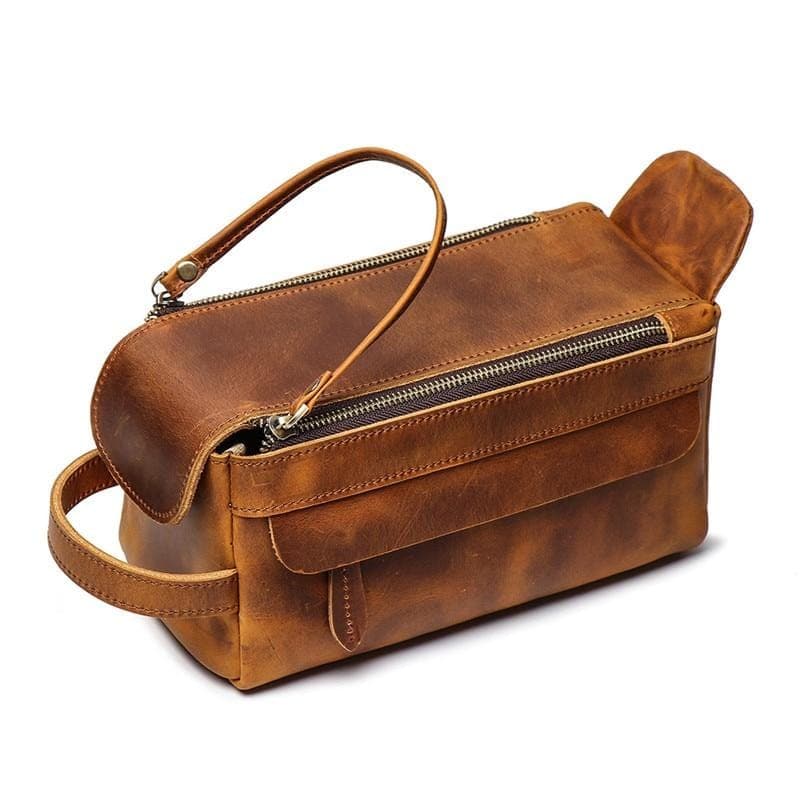 trousse de toilette cuir ancienne