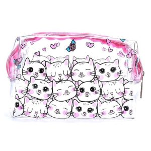 trousse de toilette transparente petits chats