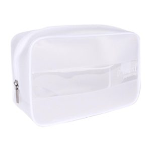 trousse de toilette transparente blanche
