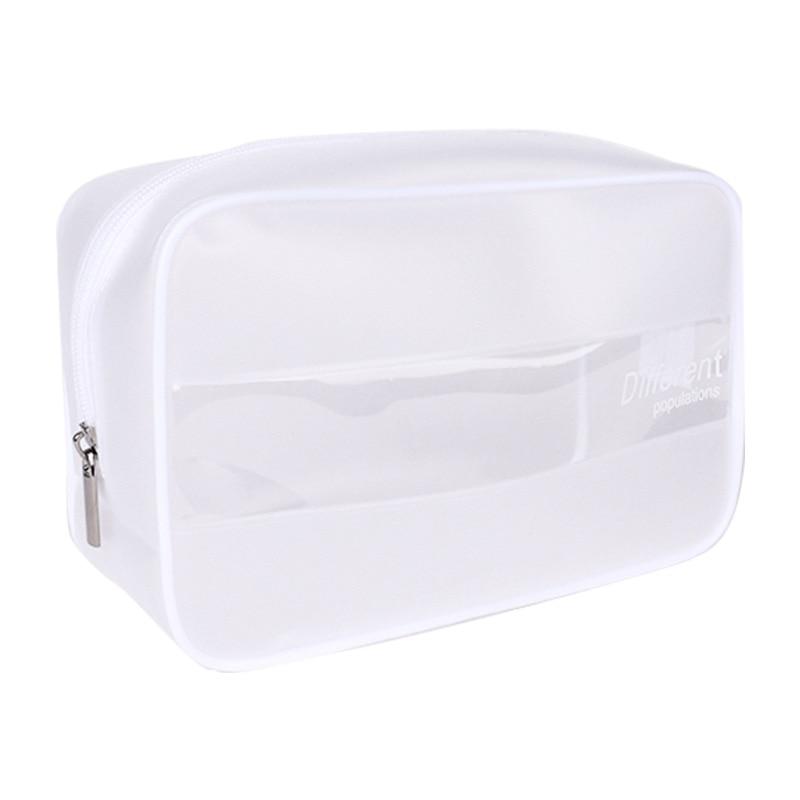 trousse de toilette transparente blanche