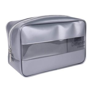 Trousse de toilette transparente argent
