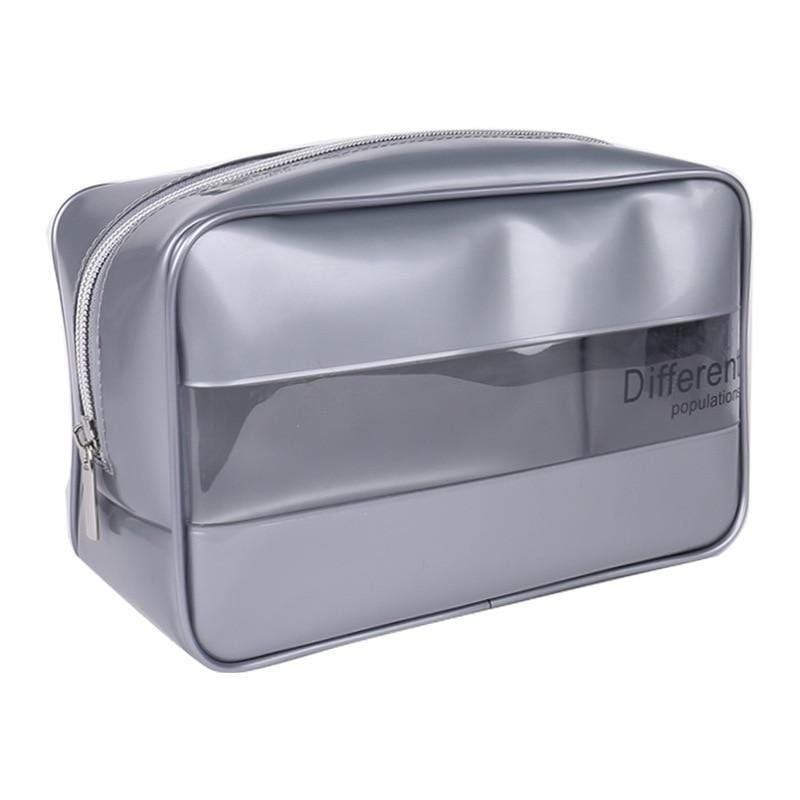 Trousse de toilette transparente argent