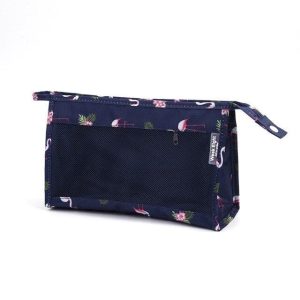 Trousse de toilette transparente avec motifs flamants roses
