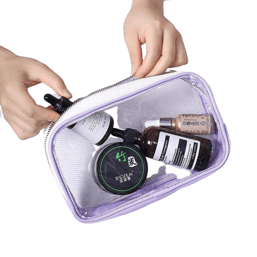 Sac de toilette en plastique coloré violet