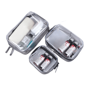 Trousse de toilette transparente grise