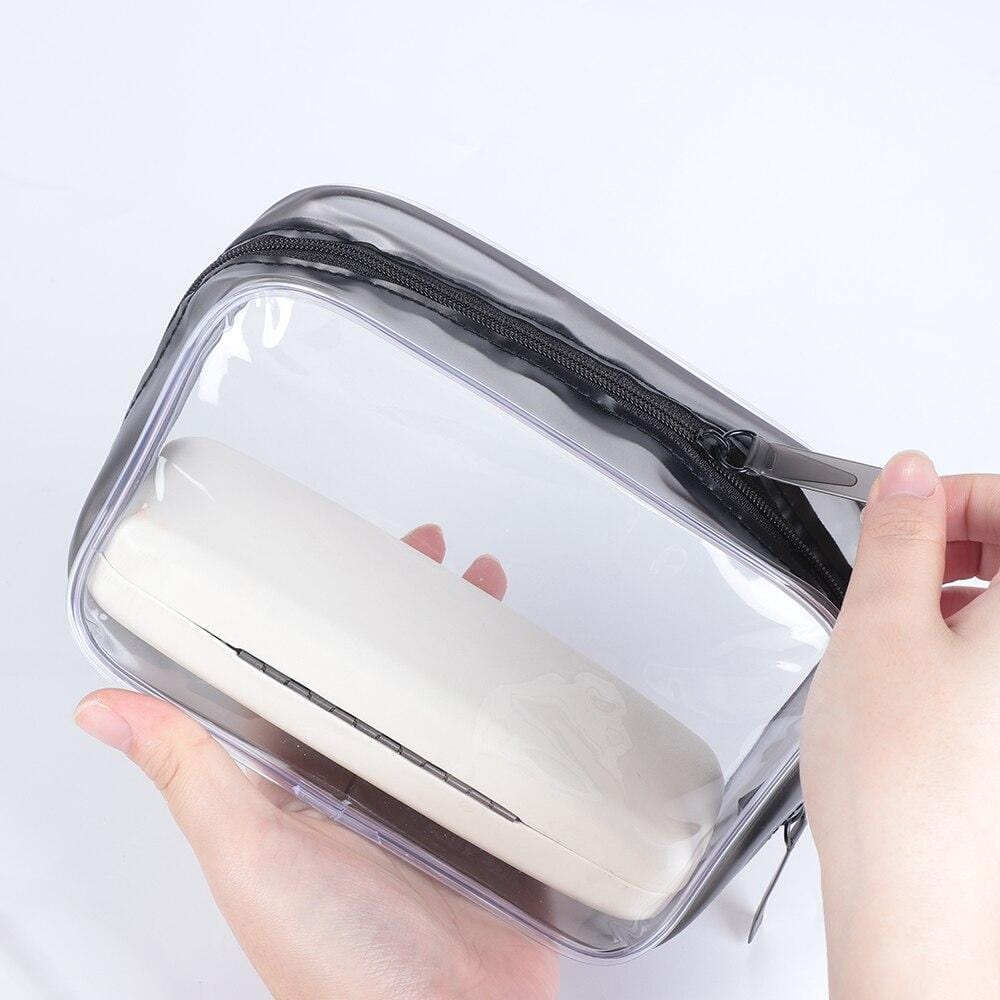 Trousse de toilette grise avec ouverture zippée
