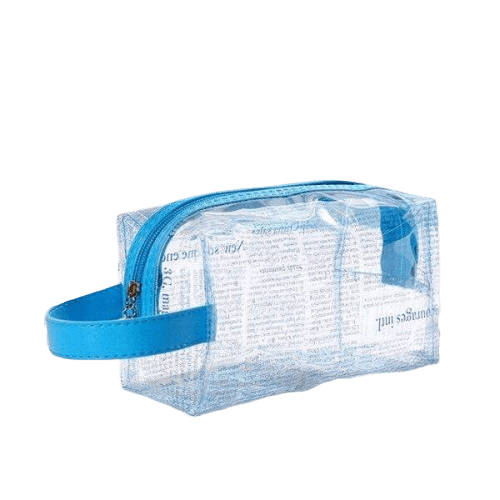 trousse de toilette transparente journal