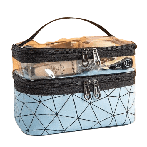 trousse de toilette double ouverture transparente