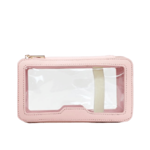 Trousse de toilette cuir transparente rose