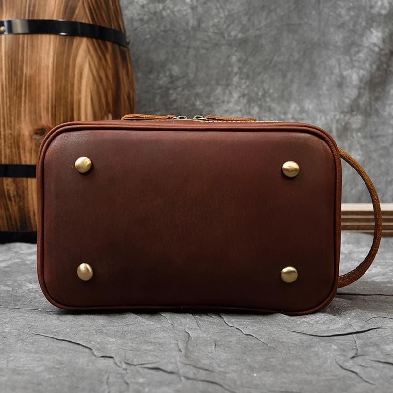 pochette de toilette rétro en cuir