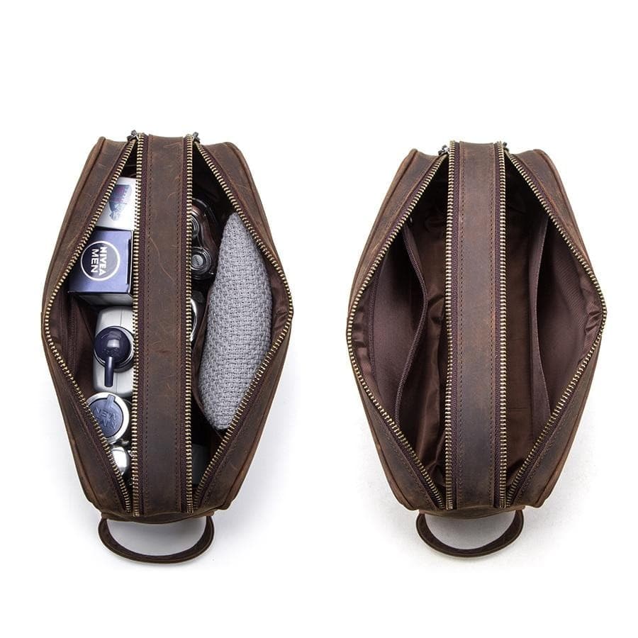 accessoire de voyage en cuir café