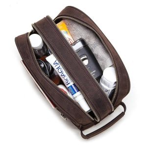 Trousse de toilette cuir fourre-tout élégant