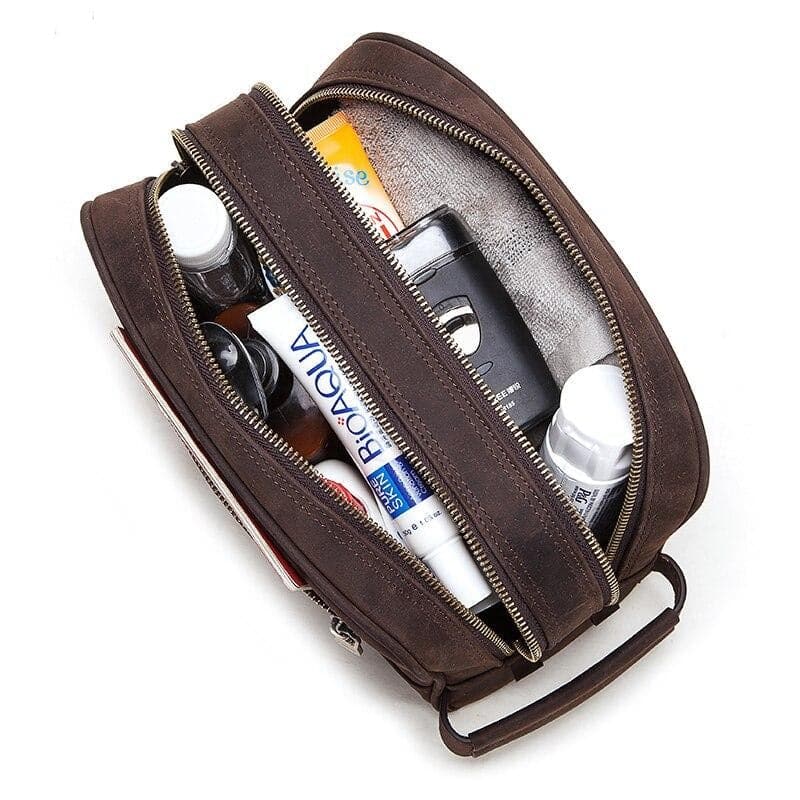 Trousse de toilette cuir fourre-tout élégant