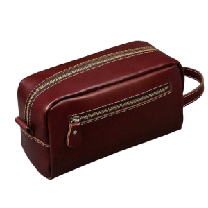 Trousse de toilette cuir bordeaux
