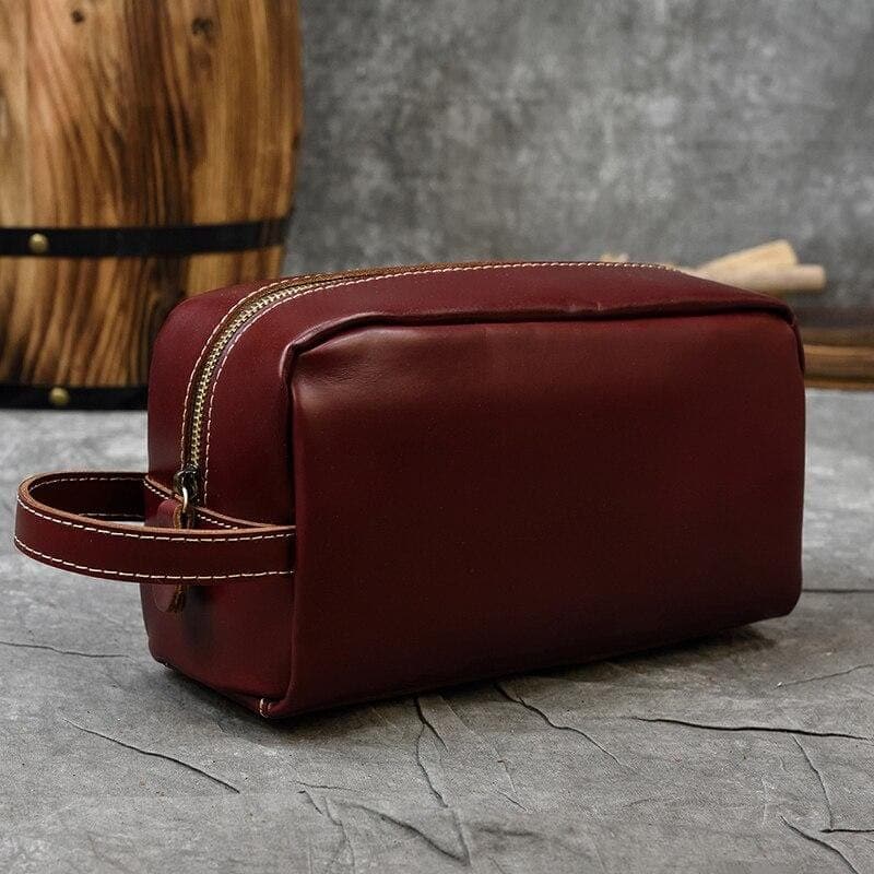 Accessoire voyage cuir bordeaux