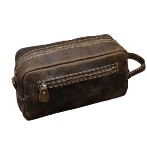 Trousse de toilette cuir brune élégante