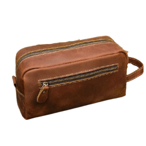 Trousse de toilette cuir marron clair