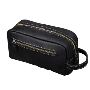 Trousse de toilette cuir noir foncé