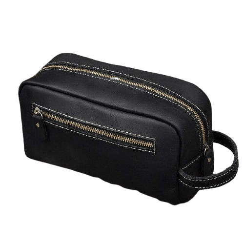 Trousse de toilette cuir noir foncé