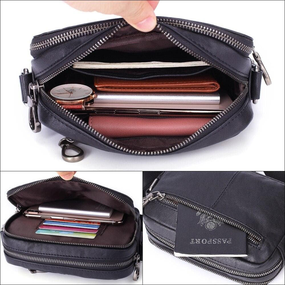 Trousse de toilette en cuir véritable avec médaille