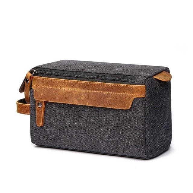Trousse de toilette en cuir avec bandeau