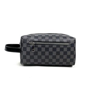Trousse de toilette cuir damier élégante
