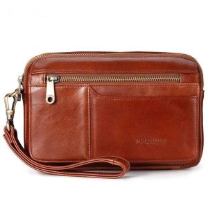 trousse de toilette en cuir marron