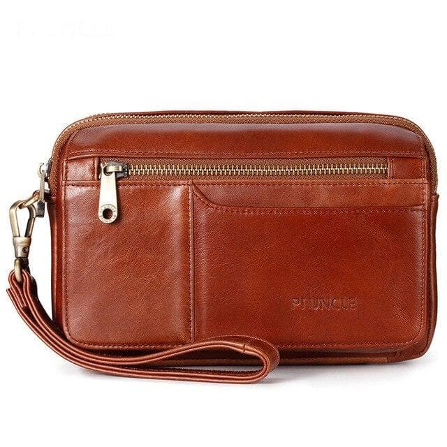 trousse de toilette en cuir marron
