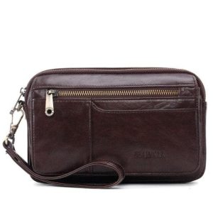 Trousse de toilette cuir lanière café