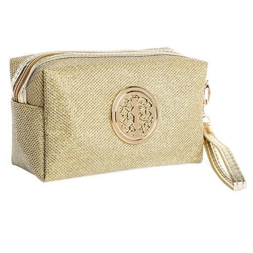trousse de toilette femme dorée