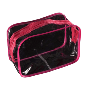 trousse de toilette transparente rose