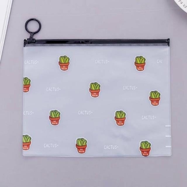 pochette de rangement transparente cactus