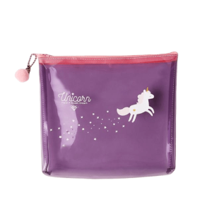 trousse de toilette transparente rose licorne