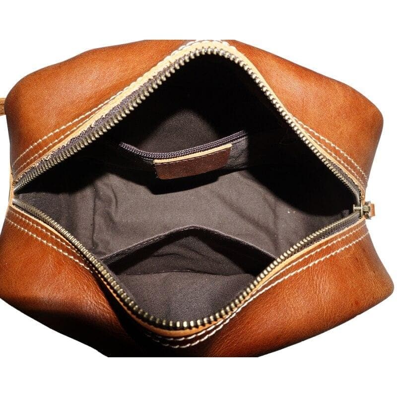 Sac de toilette veste cuir vintage