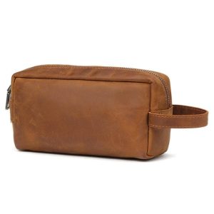 Trousse de toilette cuir marron élégante