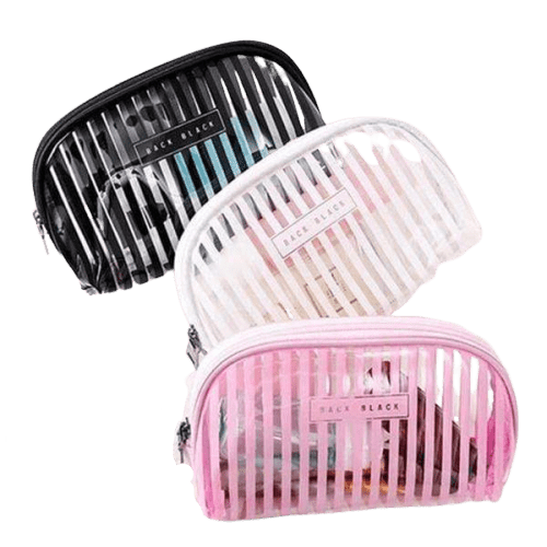 Trousse de toilette transparente rayures