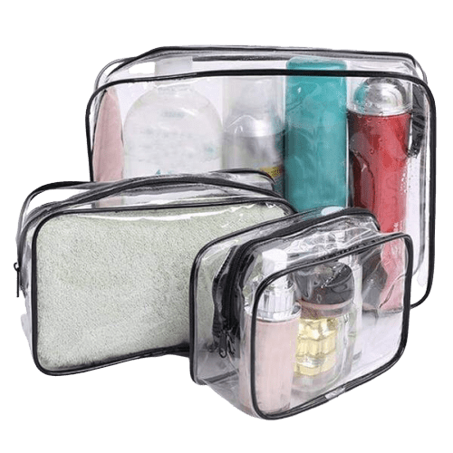 Trousse de toilette en plastique transparent