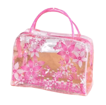 trousse de toilette motif fleurs transparente